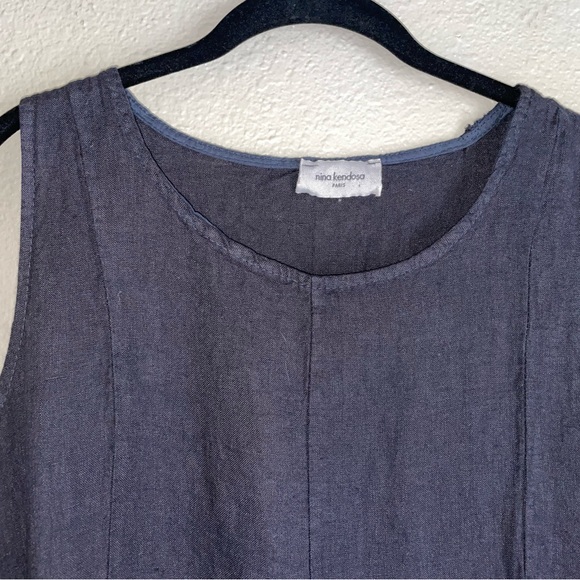 Nina Kendosa Paris Eggplant Purple Melissa Linen Mini Dress One Size - Picture 7 of 9